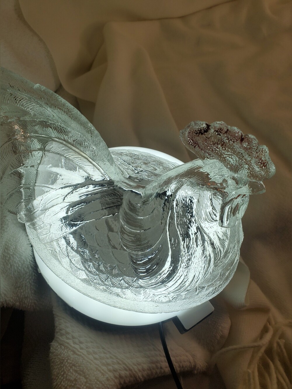 Westmoreland 1950s Glass Rooster on Nest Dish.